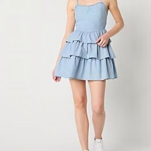 Arizona Jean Company Sky Blue Ruffle Mini Dress